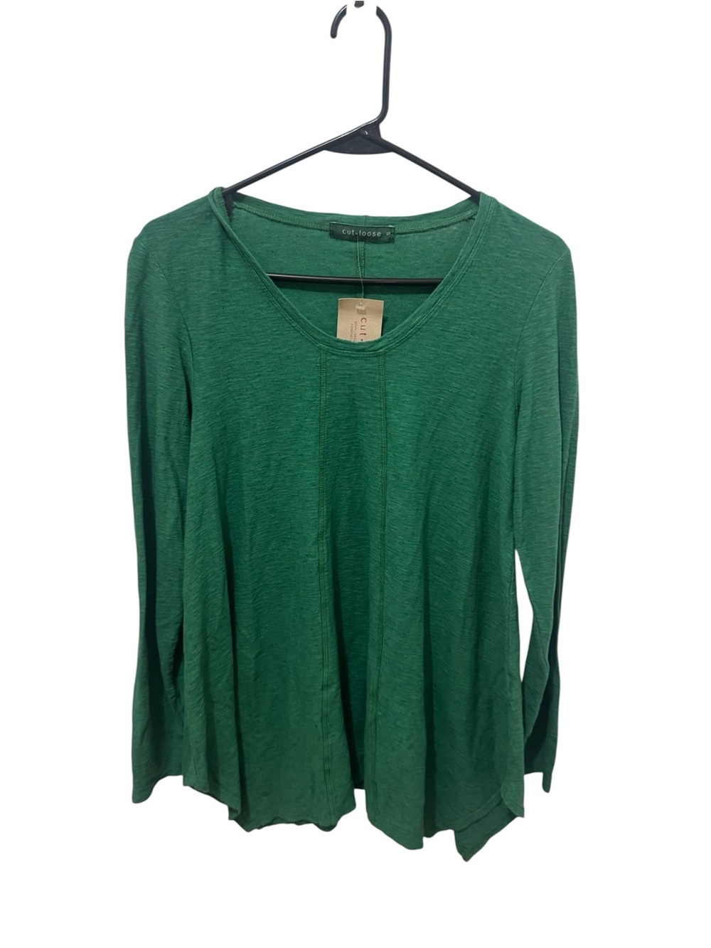 Cut Loose Green Cotton Linen Top Size Small